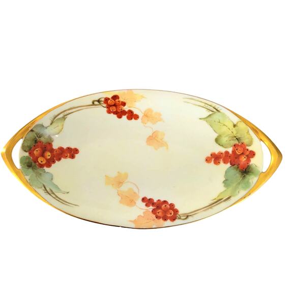 Vintage Imperial Austria Antoinette Tray Orange Berries Leaves Gold Accents MCM - Picture 1 of 11
